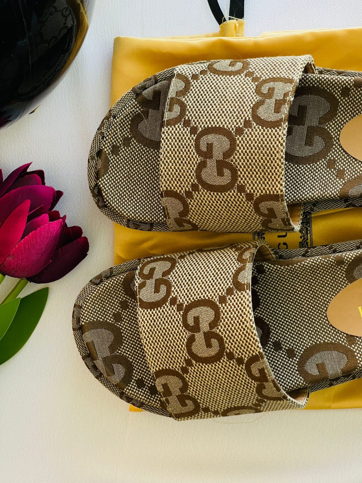 سليبر غوتشي✨كعب عالي-نقشة كبيره✨
